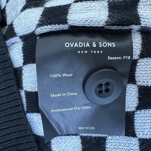 Ovadia & Sons Cardigan Sweater Checkerboard Wool Large - Picture 11 of 12